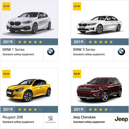 BMW's 1 and 3 get five Stars; Peugeot and Jeep follow with four